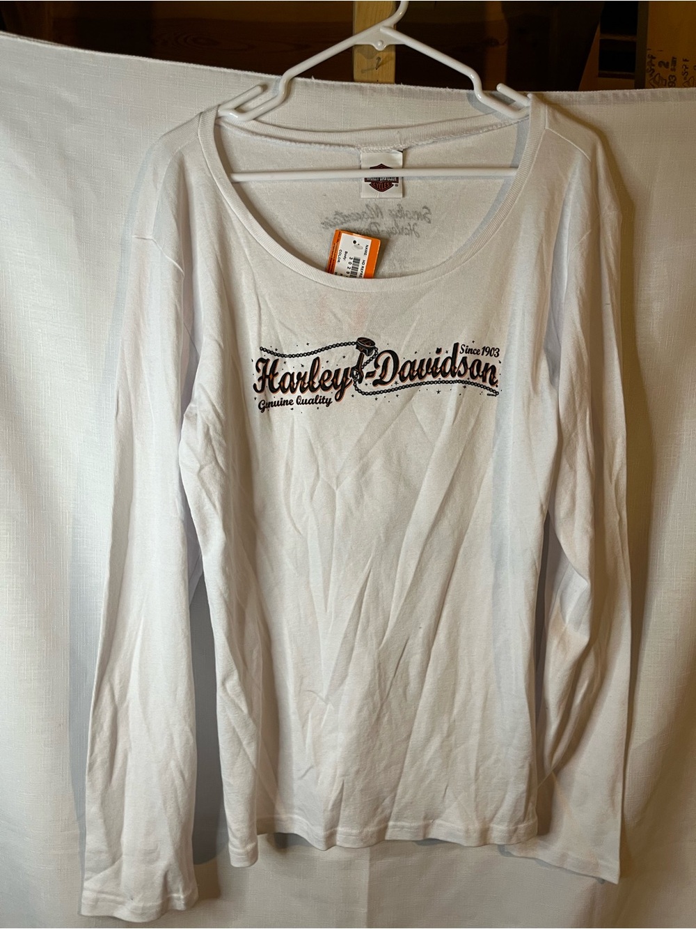 Harley-Davidson Women's White Long Sleeve Script Logo Top